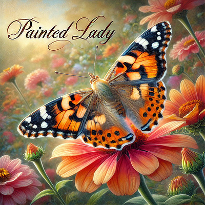The orange and black Painted Lady (Vanessa cardui) is one of the most common butterfly species in the world. 